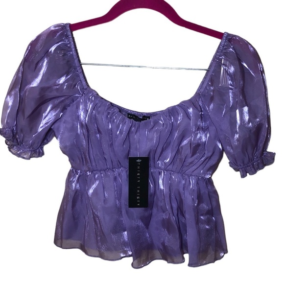 Thirty thirty shimmer puff sleeve crop top size XS - Picture 1 of 6